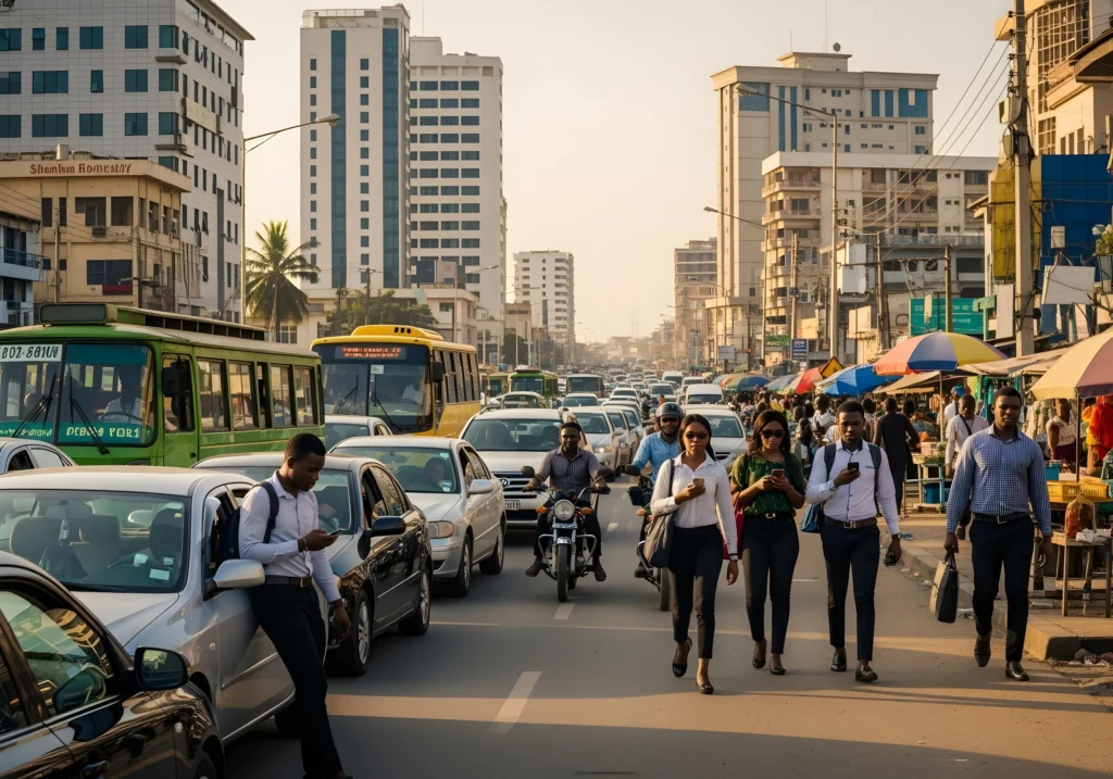 Smart Tech Solutions Powering Ghana's Digital Future Busy Ghanaian Urban Life and Traffic
